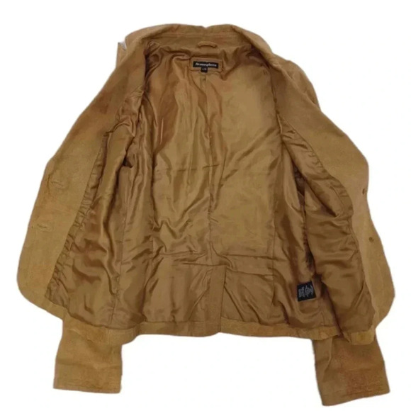 Atmosphere 100%  Leather Tan Suede Jacket Size Large - Picture 3 of 11